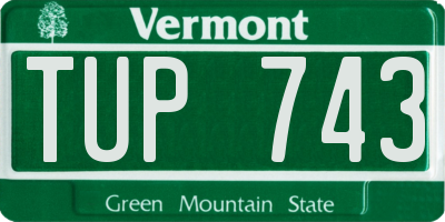 VT license plate TUP743