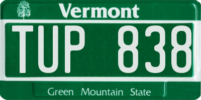 VT license plate TUP838