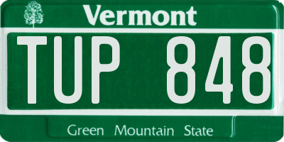 VT license plate TUP848