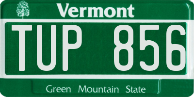 VT license plate TUP856