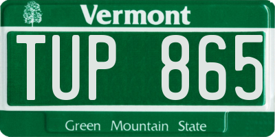 VT license plate TUP865