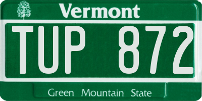 VT license plate TUP872