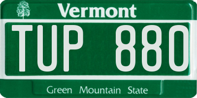 VT license plate TUP880