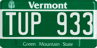 VT license plate TUP933