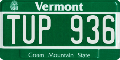 VT license plate TUP936