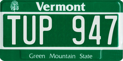 VT license plate TUP947