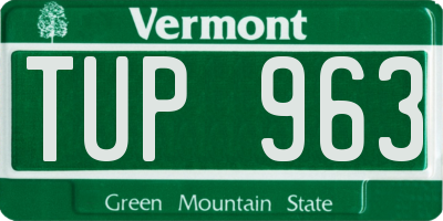 VT license plate TUP963