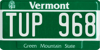 VT license plate TUP968