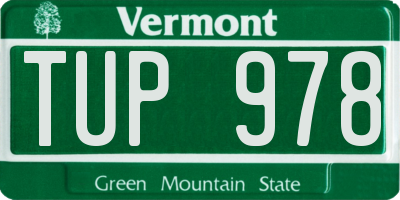 VT license plate TUP978