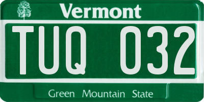 VT license plate TUQ032