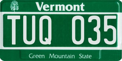 VT license plate TUQ035