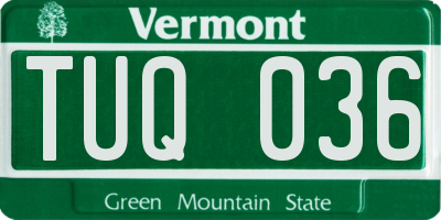 VT license plate TUQ036