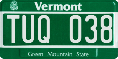 VT license plate TUQ038