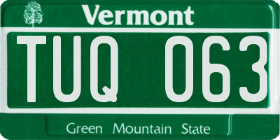 VT license plate TUQ063