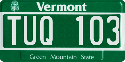 VT license plate TUQ103