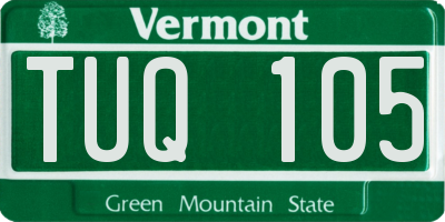 VT license plate TUQ105