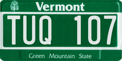 VT license plate TUQ107
