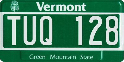 VT license plate TUQ128