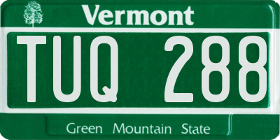 VT license plate TUQ288