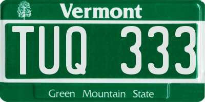 VT license plate TUQ333