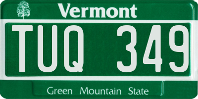 VT license plate TUQ349