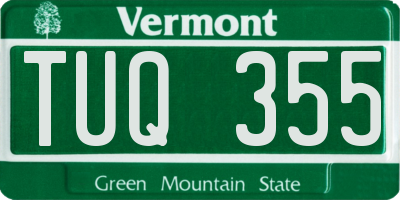 VT license plate TUQ355