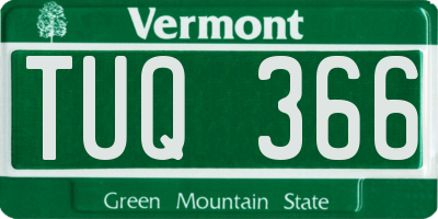 VT license plate TUQ366