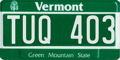 VT license plate TUQ403