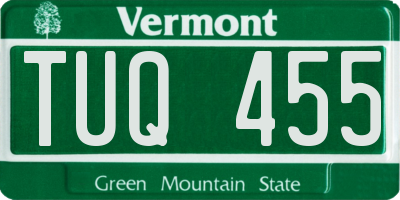 VT license plate TUQ455