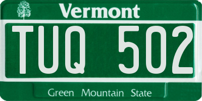 VT license plate TUQ502