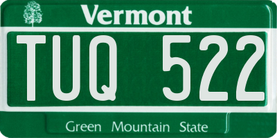 VT license plate TUQ522