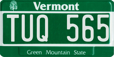 VT license plate TUQ565
