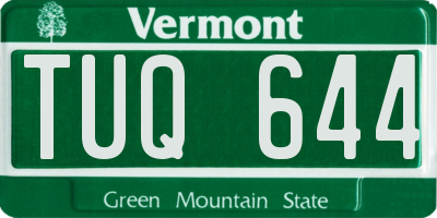 VT license plate TUQ644