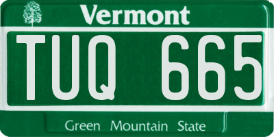 VT license plate TUQ665