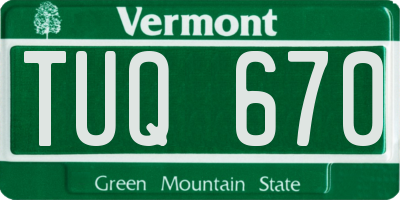 VT license plate TUQ670