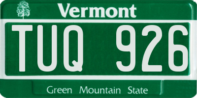 VT license plate TUQ926