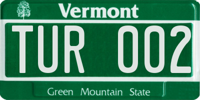 VT license plate TUR002
