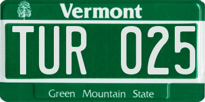 VT license plate TUR025