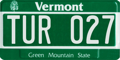 VT license plate TUR027
