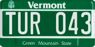 VT license plate TUR043