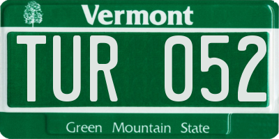 VT license plate TUR052