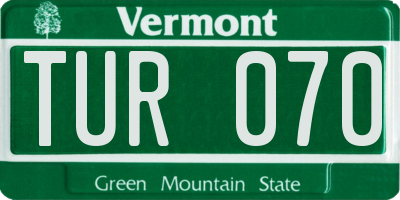 VT license plate TUR070