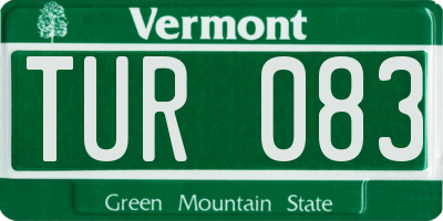 VT license plate TUR083