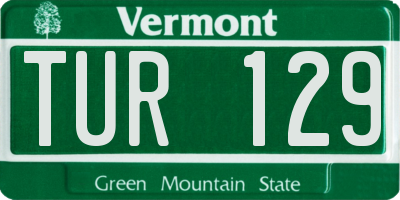 VT license plate TUR129