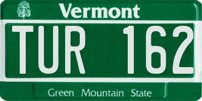 VT license plate TUR162