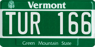 VT license plate TUR166