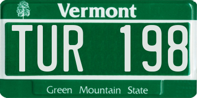 VT license plate TUR198