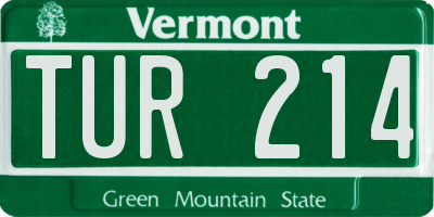 VT license plate TUR214