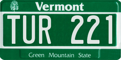 VT license plate TUR221