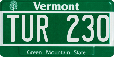 VT license plate TUR230